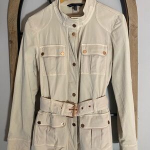 Cute WHBM Light Pink Belted Zip Up Women's Utility Jacket- Size 6